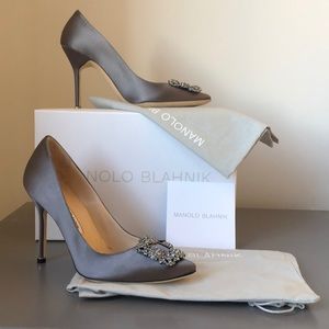 Grey Hangisi 105 Embellished Satin Pumps